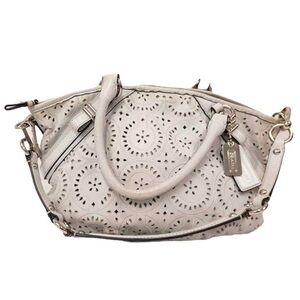 Coach Perforated Leather in White & Silver